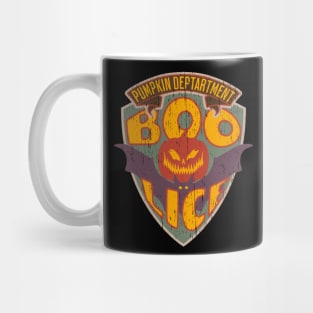 Boolice Halloween police funny badge pumpkin department distressed Mug